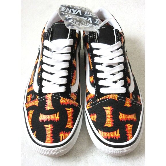 Vans x Thrasher Men's Skate Old Skool Black Multi Logo Canvas shoes Sizes NIB - Picture 3 of 6
